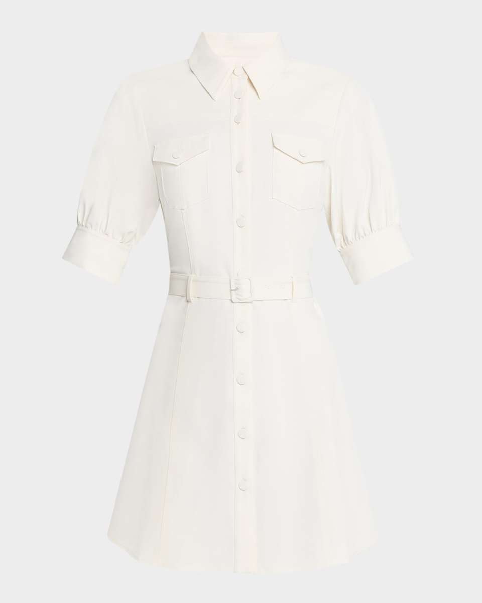 Zillah Puff-Sleeve Belted Mini Shirtdress